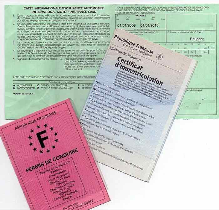 Carte grise française avec champ E contenant le numéro VIN